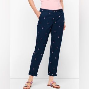 Talbots Chinos w/ embroidered flamingos